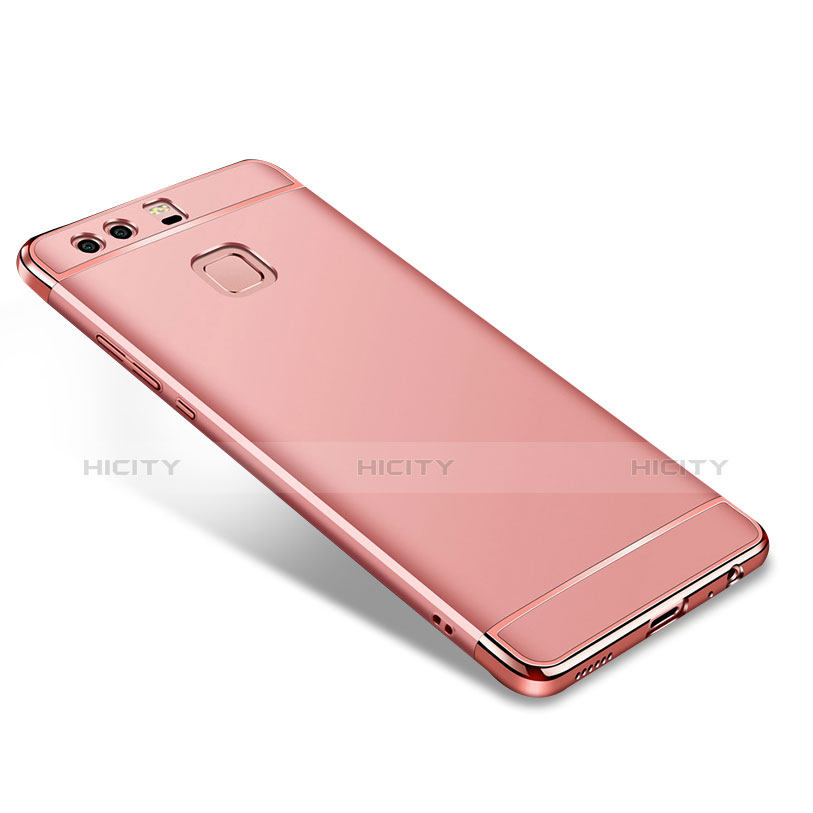 Funda Bumper Lujo Marco de Metal y Plastico para Huawei P9 Oro Rosa