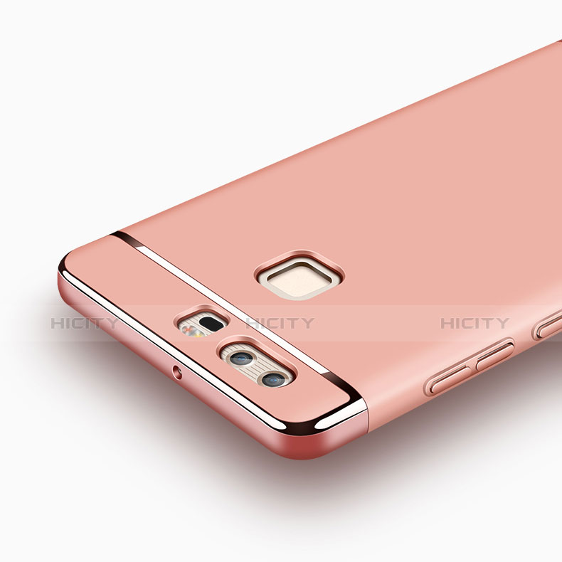 Funda Bumper Lujo Marco de Metal y Plastico para Huawei P9 Oro Rosa