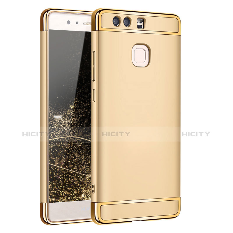 Funda Bumper Lujo Marco de Metal y Plastico para Huawei P9 Plus Oro