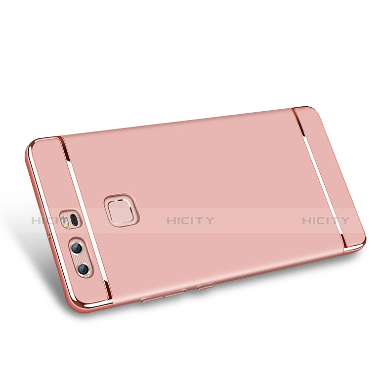 Funda Bumper Lujo Marco de Metal y Plastico para Huawei P9 Plus Oro Rosa