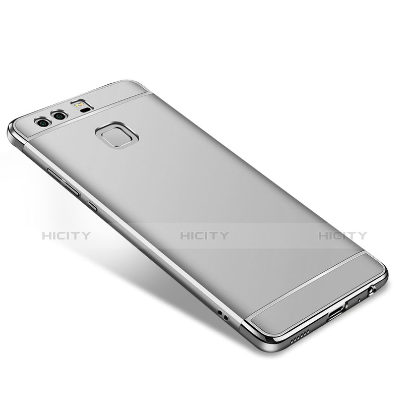 Funda Bumper Lujo Marco de Metal y Plastico para Huawei P9 Plus Plata