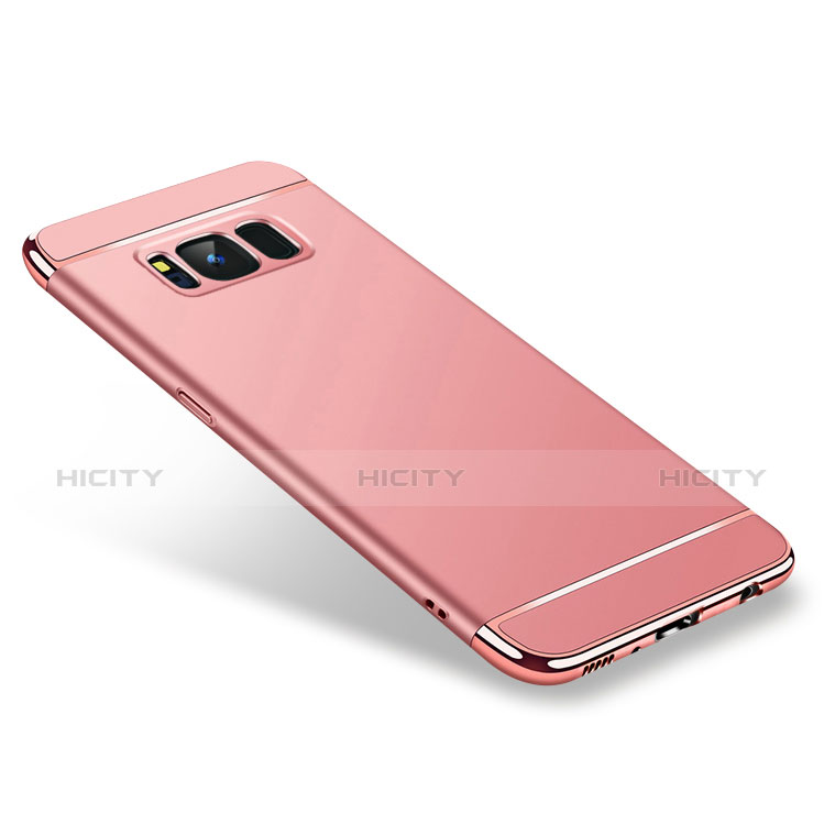 Funda Bumper Lujo Marco de Metal y Plastico para Samsung Galaxy S8 Oro Rosa