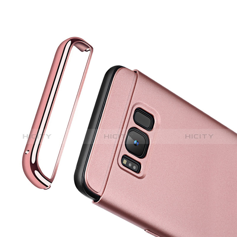 Funda Bumper Lujo Marco de Metal y Plastico para Samsung Galaxy S8 Oro Rosa