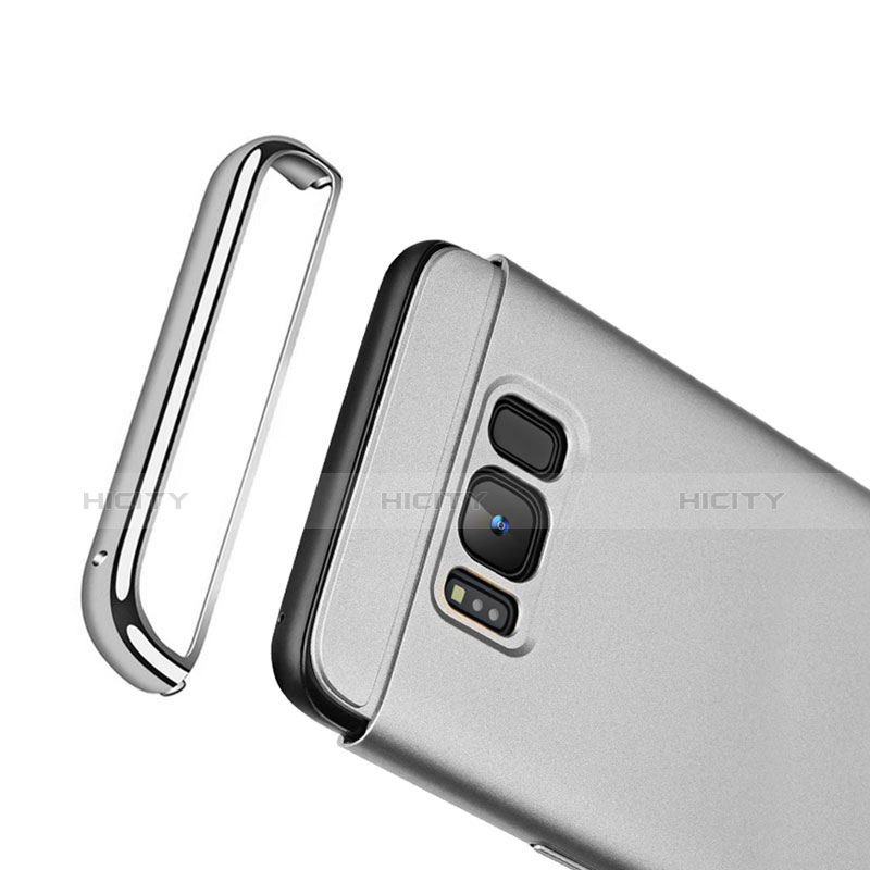 Funda Bumper Lujo Marco de Metal y Plastico para Samsung Galaxy S8 Plata