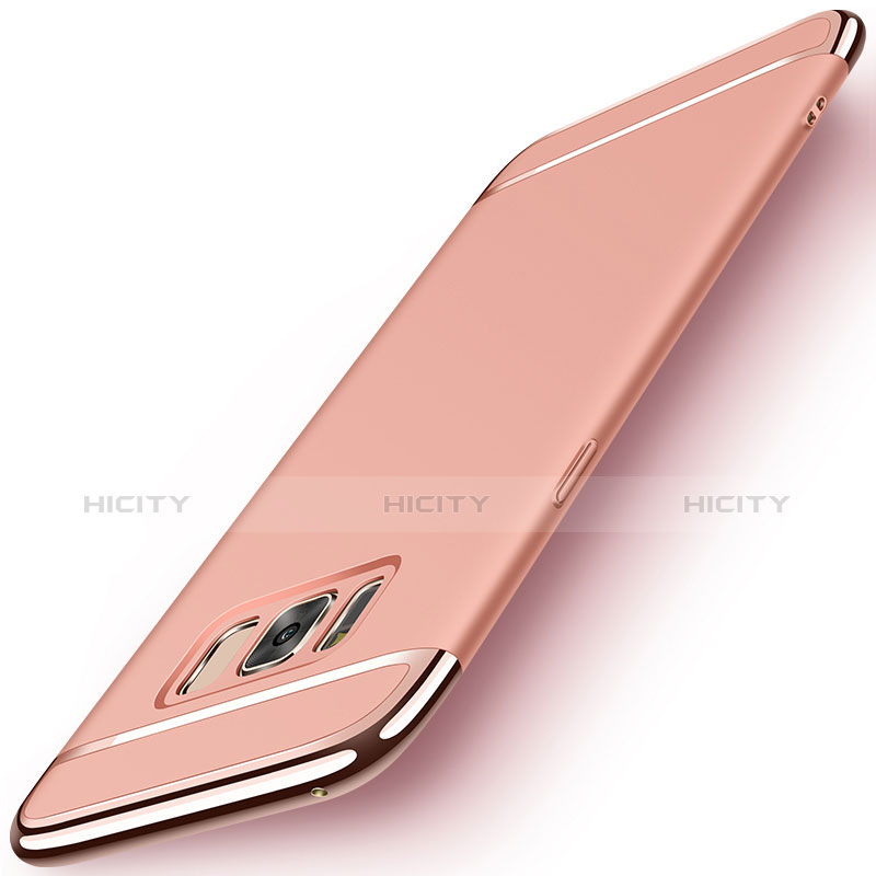 Funda Bumper Lujo Marco de Metal y Plastico para Samsung Galaxy S8 Plus Oro Rosa