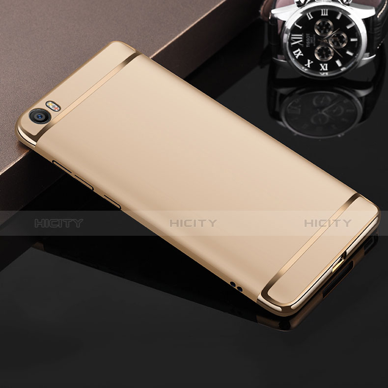 Funda Bumper Lujo Marco de Metal y Plastico para Xiaomi Mi 5 Oro