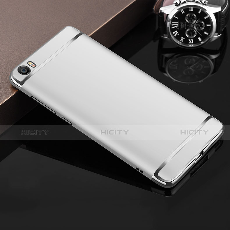 Funda Bumper Lujo Marco de Metal y Plastico para Xiaomi Mi 5 Plata