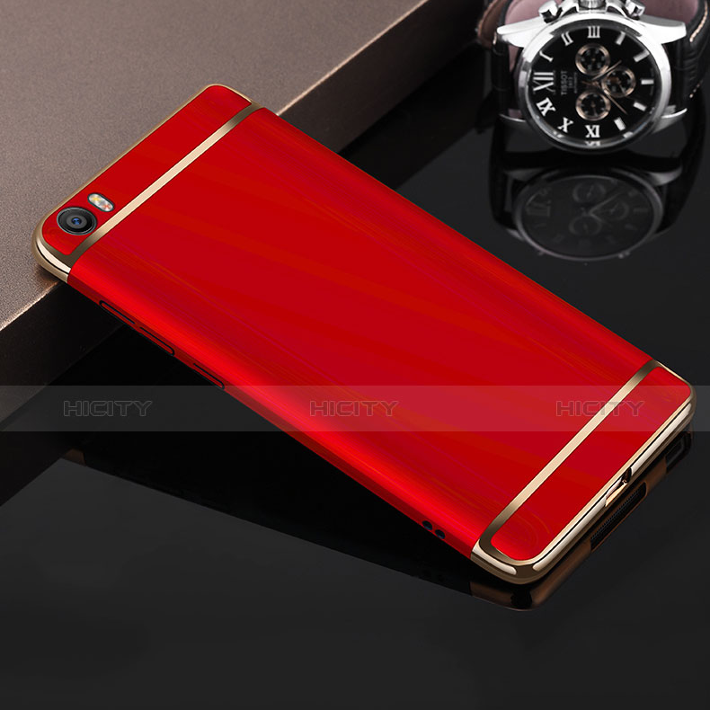 Funda Bumper Lujo Marco de Metal y Plastico para Xiaomi Mi 5 Rojo