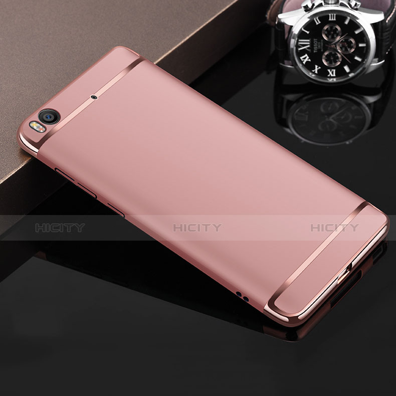 Funda Bumper Lujo Marco de Metal y Plastico para Xiaomi Mi 5S 4G Oro Rosa