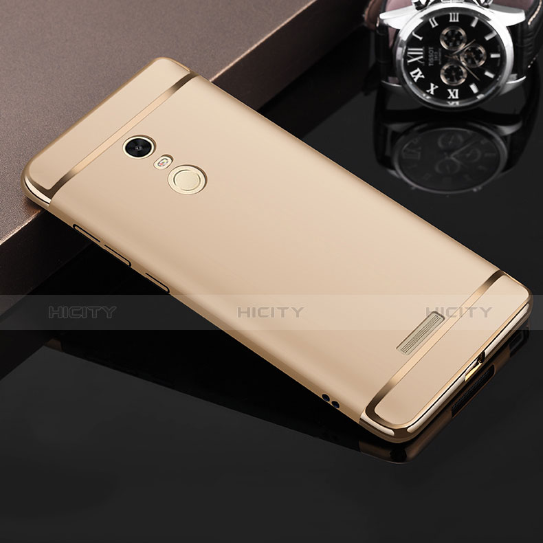 Funda Bumper Lujo Marco de Metal y Plastico para Xiaomi Redmi Note 3 MediaTek Oro