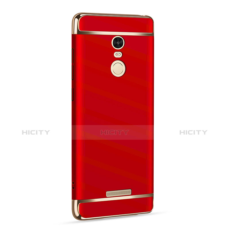 Funda Bumper Lujo Marco de Metal y Plastico para Xiaomi Redmi Note 3 MediaTek Rojo