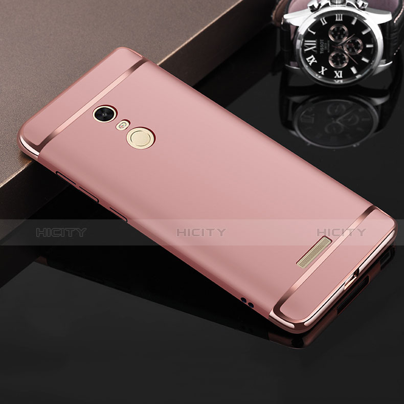 Funda Bumper Lujo Marco de Metal y Plastico para Xiaomi Redmi Note 3 Oro Rosa