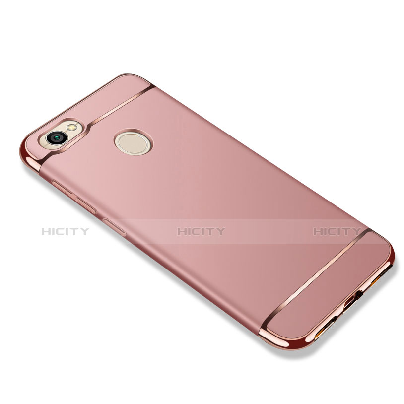 Funda Bumper Lujo Marco de Metal y Plastico para Xiaomi Redmi Note 5A Pro Oro Rosa