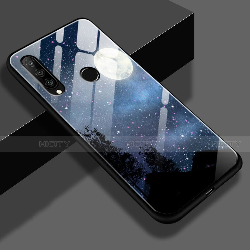 Funda Bumper Silicona Espejo Estrellado Carcasa para Huawei Nova 4e Negro