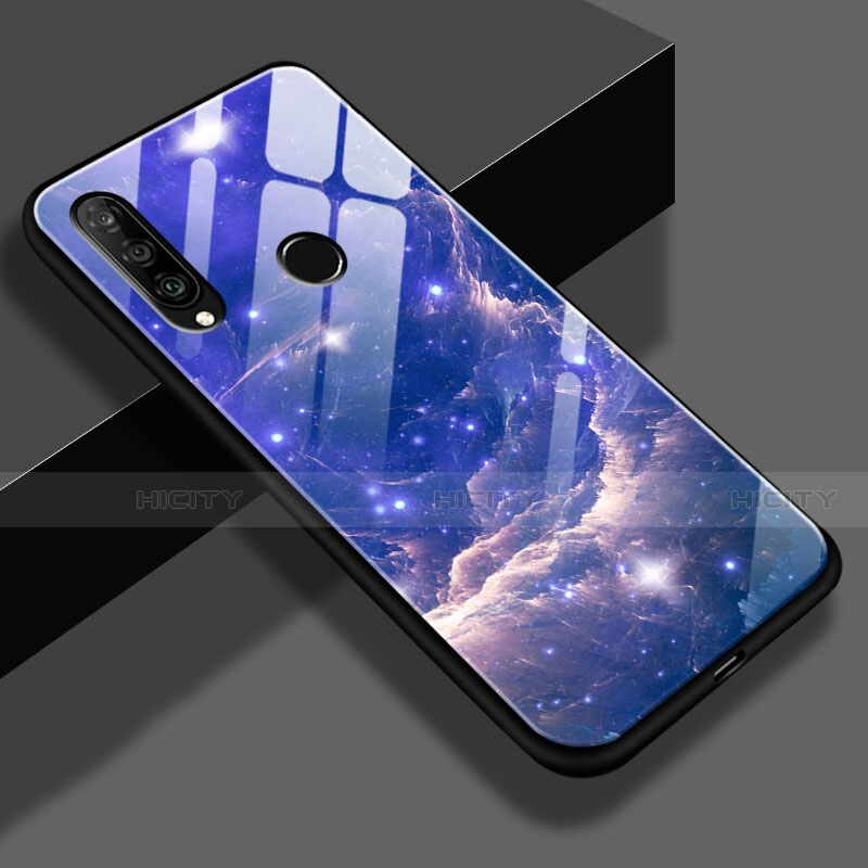 Funda Bumper Silicona Espejo Estrellado Carcasa S01 para Huawei P30 Lite Azul