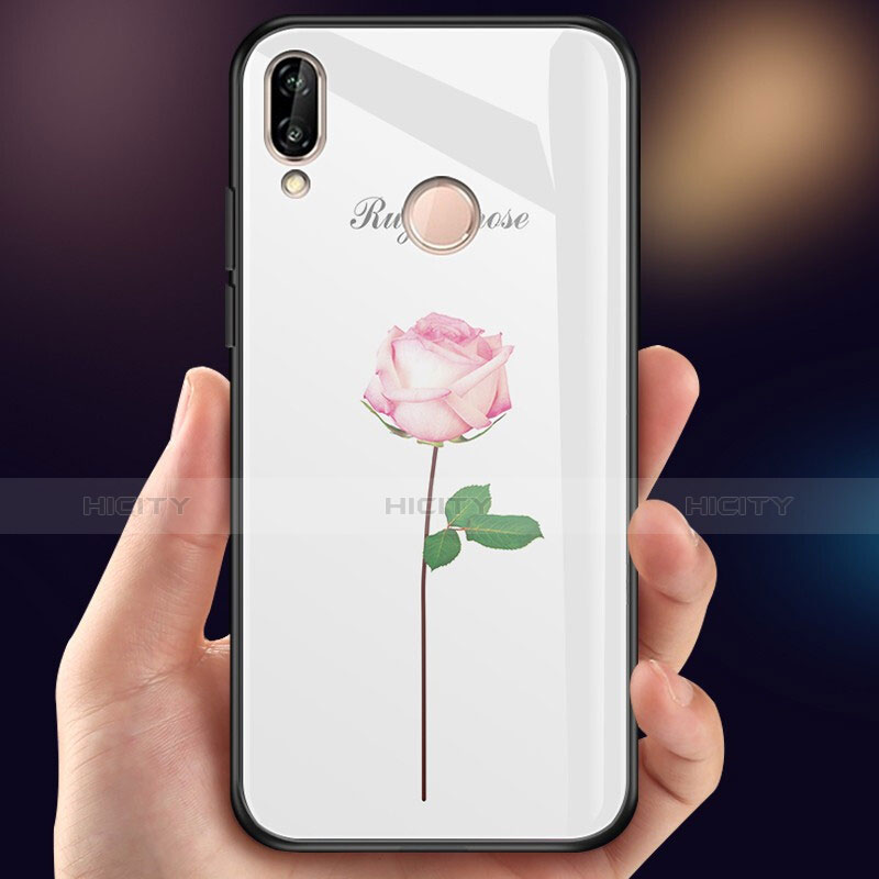 Funda Bumper Silicona Espejo Flores Carcasa para Huawei P Smart (2019) Rosa