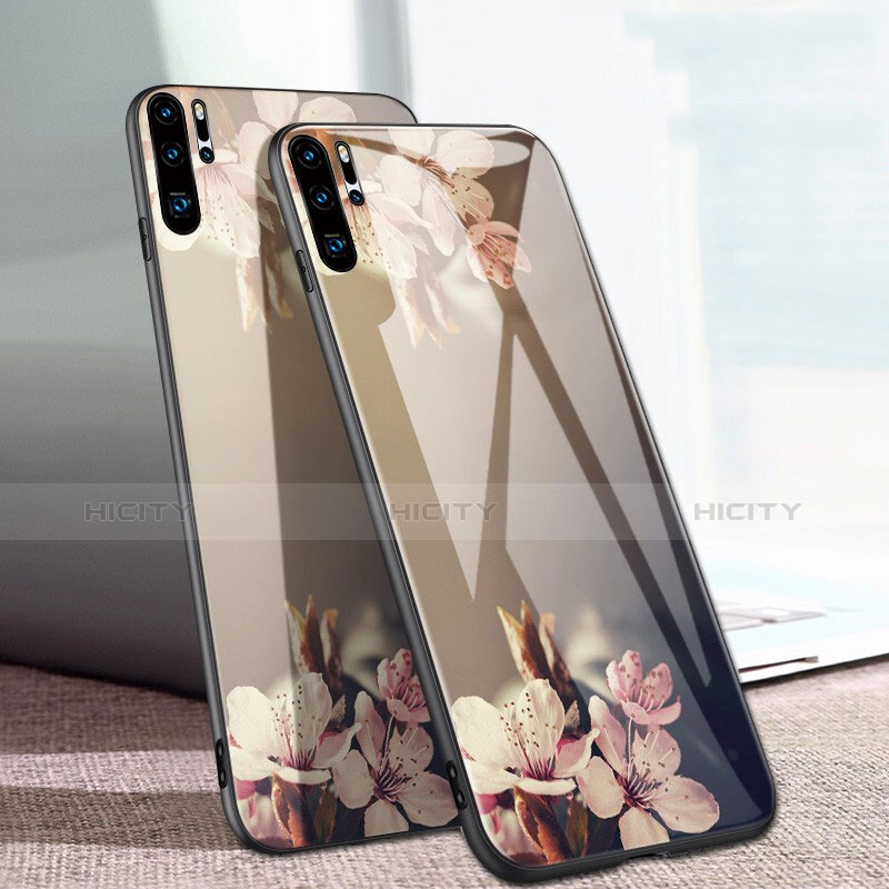 Funda Bumper Silicona Espejo Flores Carcasa para Huawei P30 Pro New Edition Oro