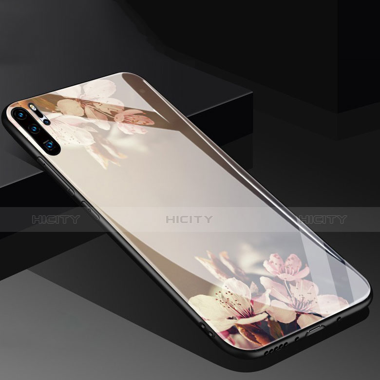 Funda Bumper Silicona Espejo Flores Carcasa para Huawei P30 Pro Oro