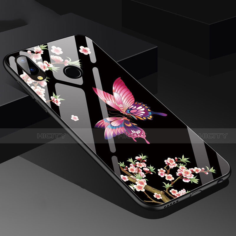 Funda Bumper Silicona Espejo Mariposa Carcasa para Huawei Nova 3e Rosa