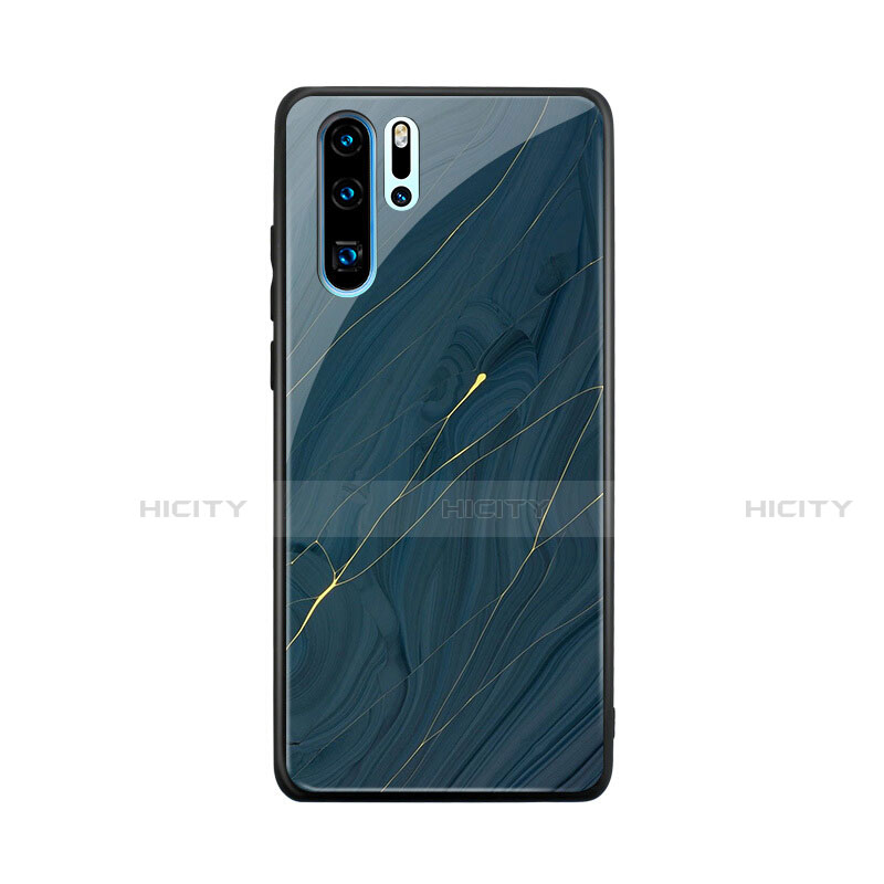 Funda Bumper Silicona Espejo Patron de Moda Carcasa K01 para Huawei P30 Pro Azul