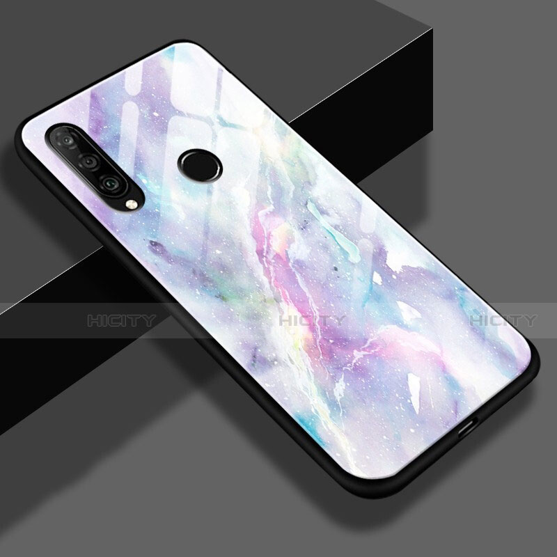 Funda Bumper Silicona Espejo Patron de Moda Carcasa para Huawei Nova 4e Blanco