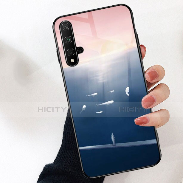 Funda Bumper Silicona Espejo Patron de Moda Carcasa para Huawei Nova 5T Azul