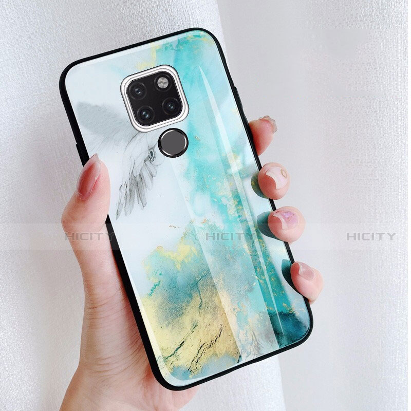 Funda Bumper Silicona Espejo Patron de Moda Carcasa S01 para Huawei Mate 20 Azul