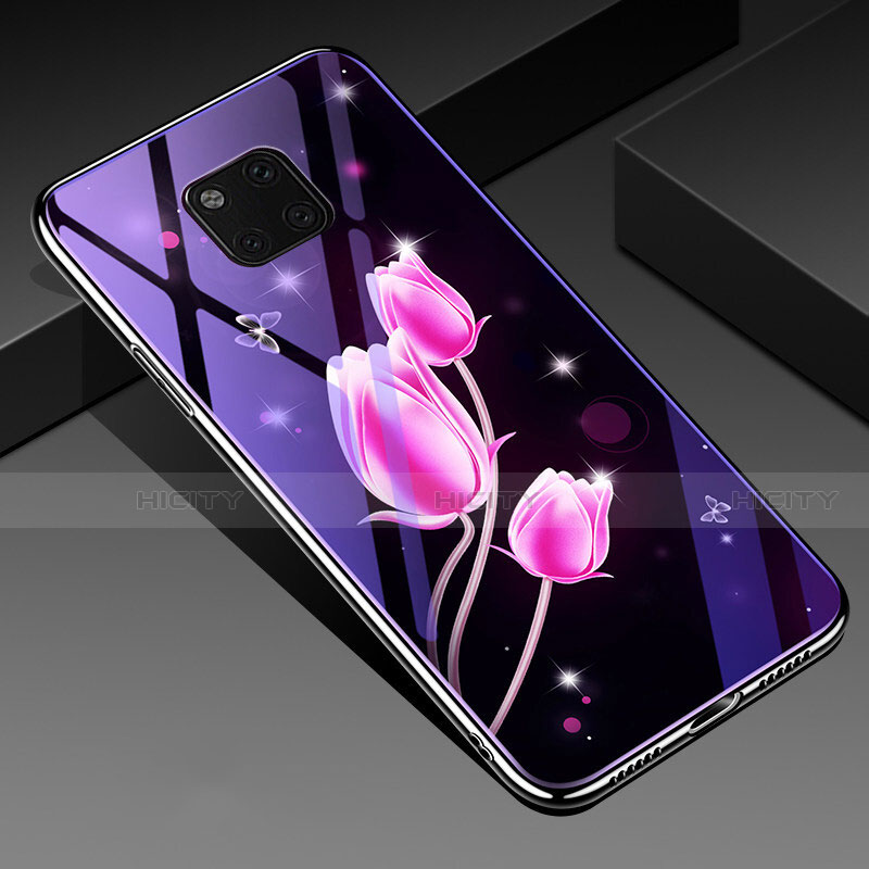 Funda Bumper Silicona Gel Espejo Flores Carcasa K01 para Huawei Mate 20 Pro Rosa