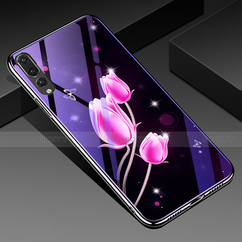 Funda Bumper Silicona Gel Espejo Flores Carcasa K01 para Huawei P20 Pro