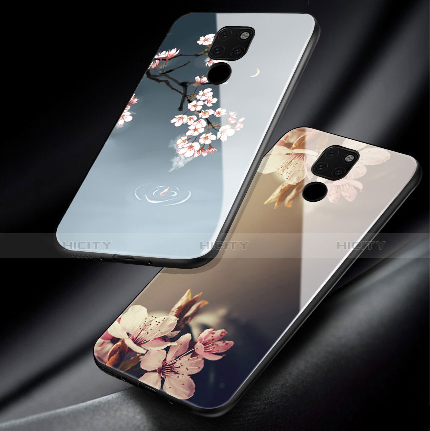 Funda Bumper Silicona Gel Espejo Flores Carcasa para Huawei Mate 20