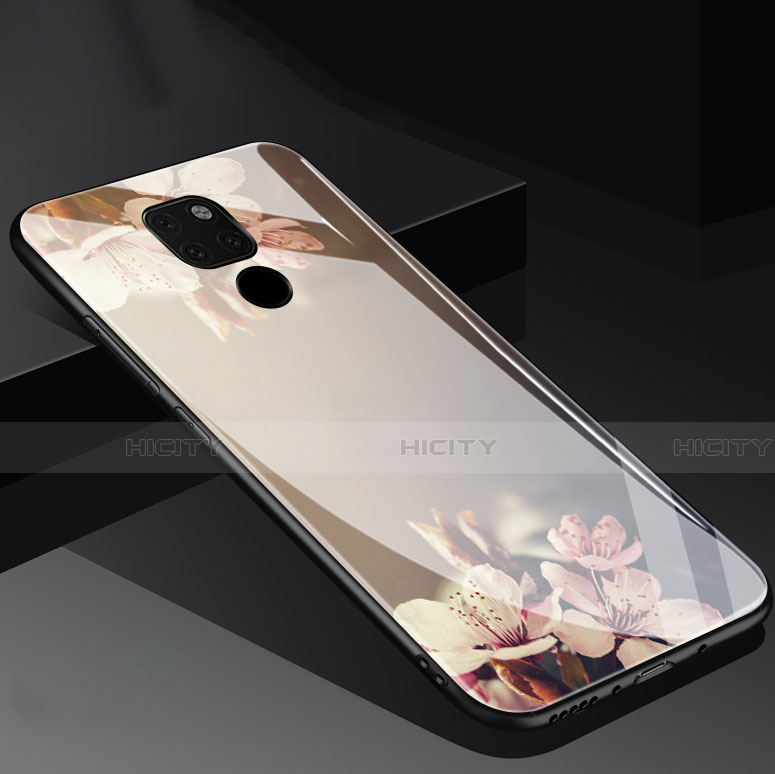 Funda Bumper Silicona Gel Espejo Flores Carcasa para Huawei Mate 20 Oro