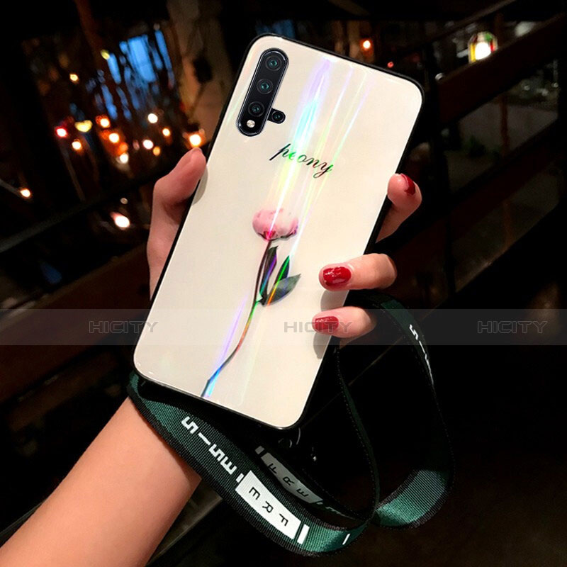 Funda Bumper Silicona Gel Espejo Flores Carcasa para Huawei Nova 5 Multicolor