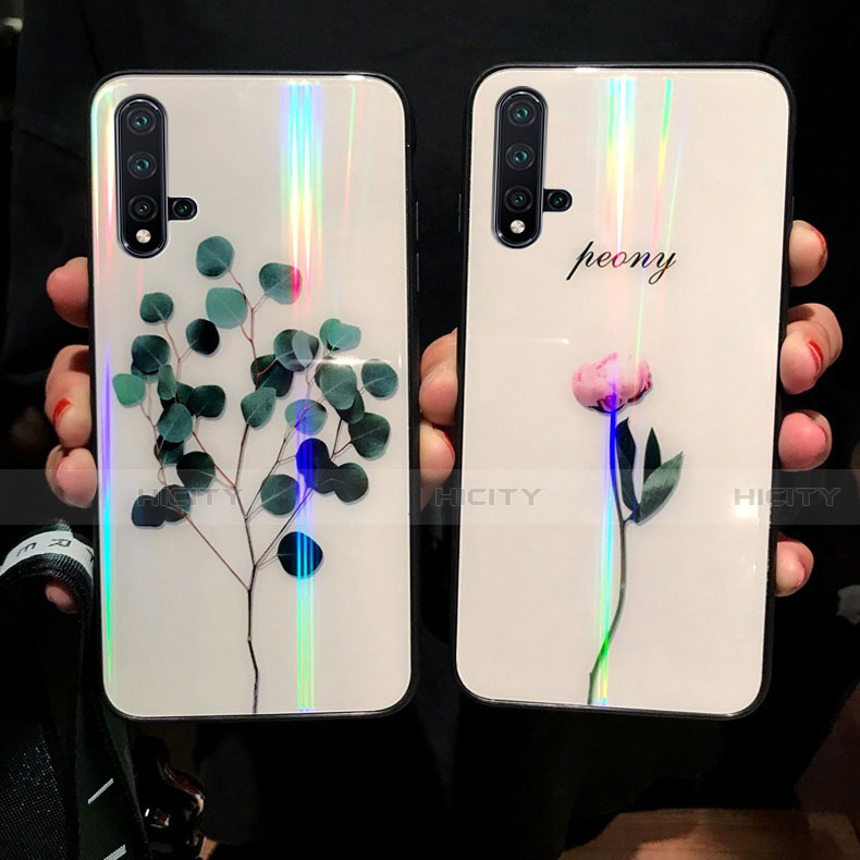 Funda Bumper Silicona Gel Espejo Flores Carcasa para Huawei Nova 5 Pro