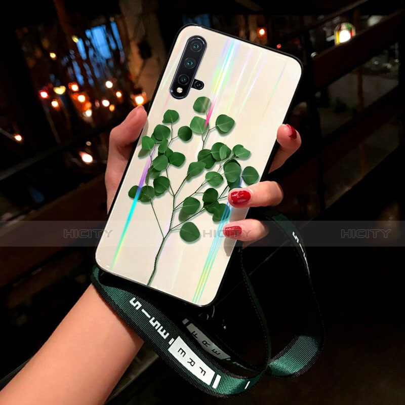 Funda Bumper Silicona Gel Espejo Flores Carcasa para Huawei Nova 5 Pro Verde