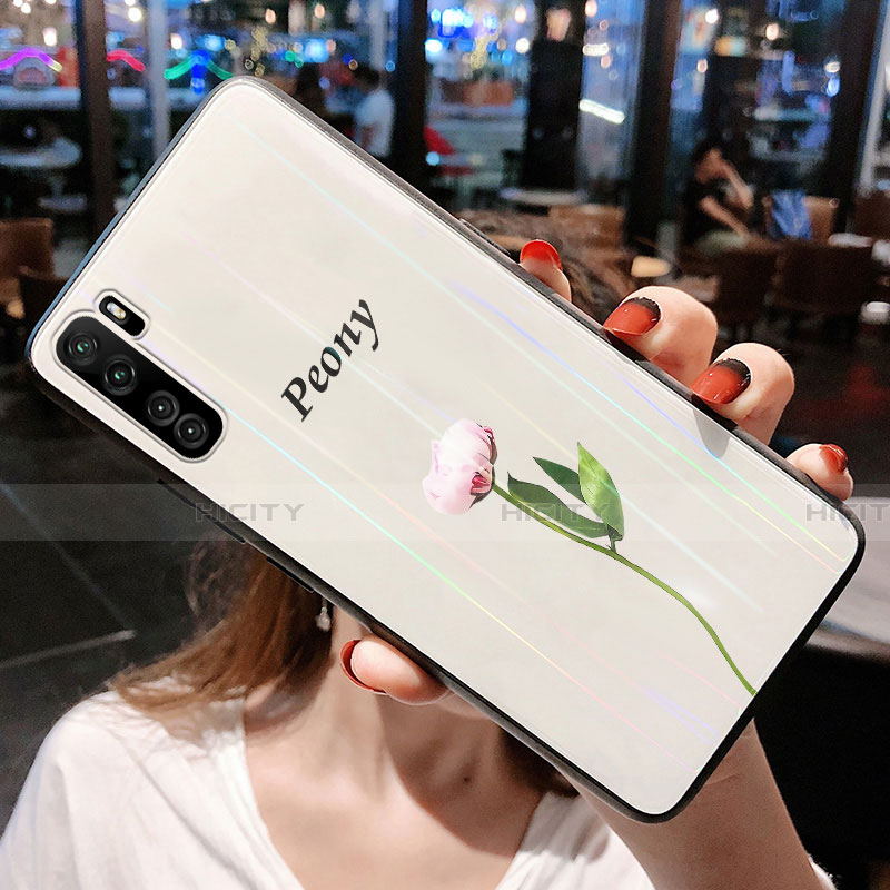 Funda Bumper Silicona Gel Espejo Flores Carcasa para Huawei Nova 7 SE 5G