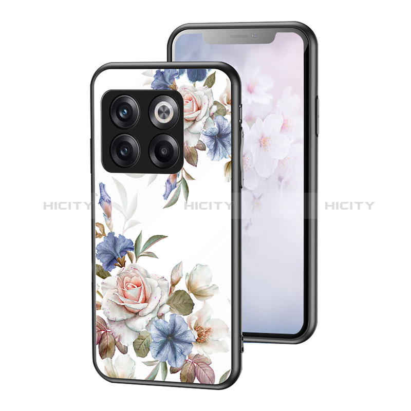 Funda Bumper Silicona Gel Espejo Flores Carcasa para OnePlus 10T 5G