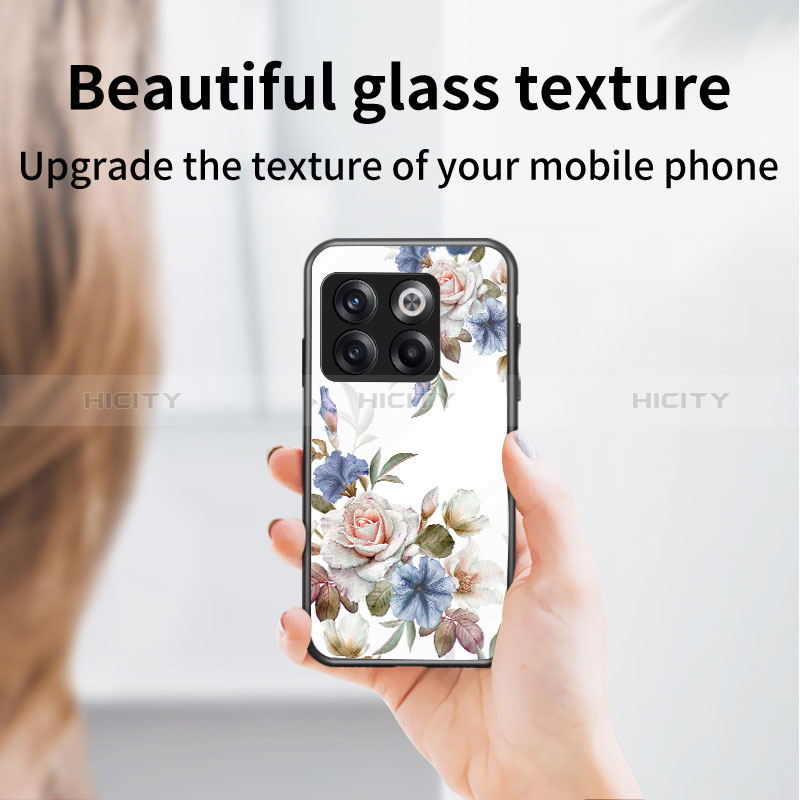 Funda Bumper Silicona Gel Espejo Flores Carcasa para OnePlus 10T 5G