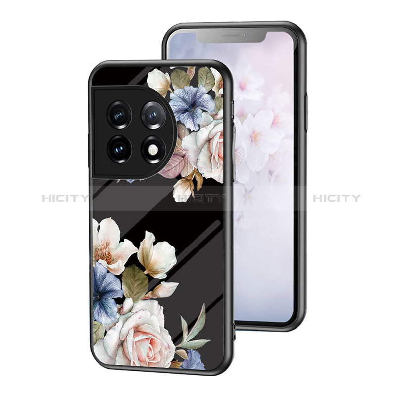 Funda Bumper Silicona Gel Espejo Flores Carcasa para OnePlus 11 5G