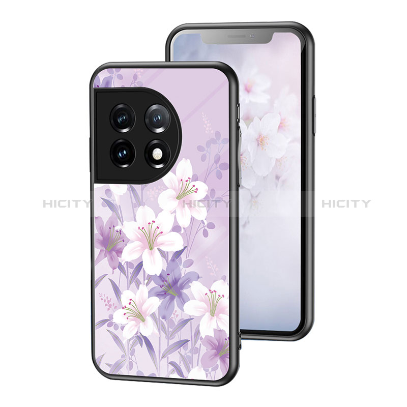 Funda Bumper Silicona Gel Espejo Flores Carcasa para OnePlus 11 5G