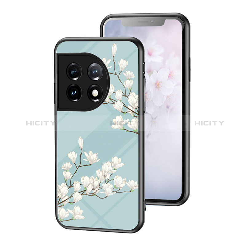 Funda Bumper Silicona Gel Espejo Flores Carcasa para OnePlus 11 5G