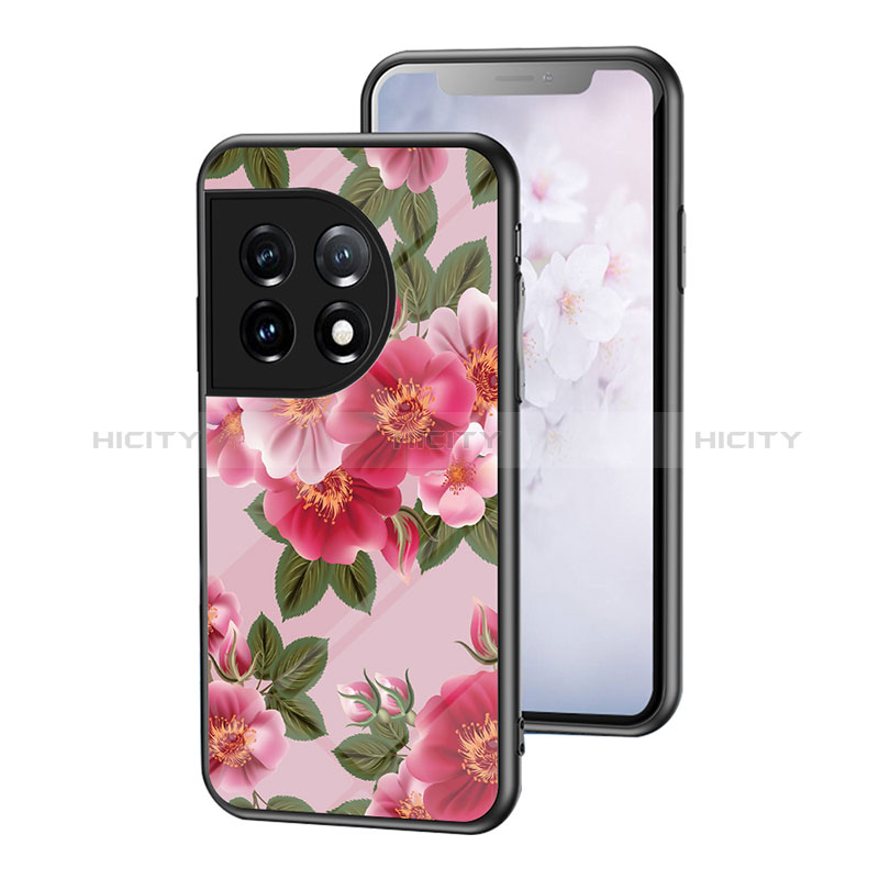 Funda Bumper Silicona Gel Espejo Flores Carcasa para OnePlus 11 5G