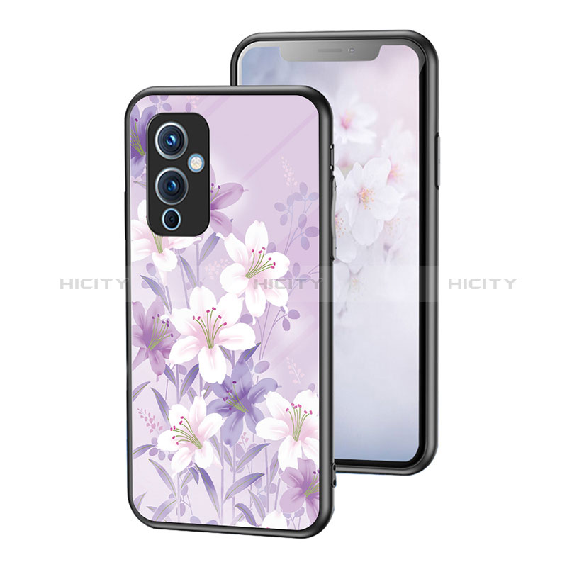 Funda Bumper Silicona Gel Espejo Flores Carcasa para OnePlus 9 5G