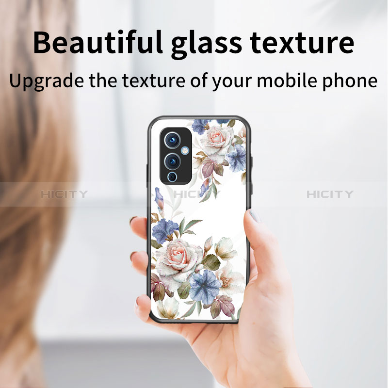 Funda Bumper Silicona Gel Espejo Flores Carcasa para OnePlus 9 5G