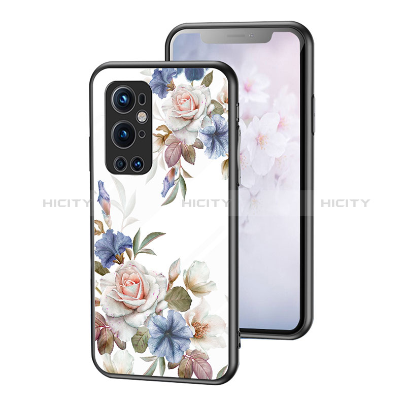 Funda Bumper Silicona Gel Espejo Flores Carcasa para OnePlus 9 Pro 5G