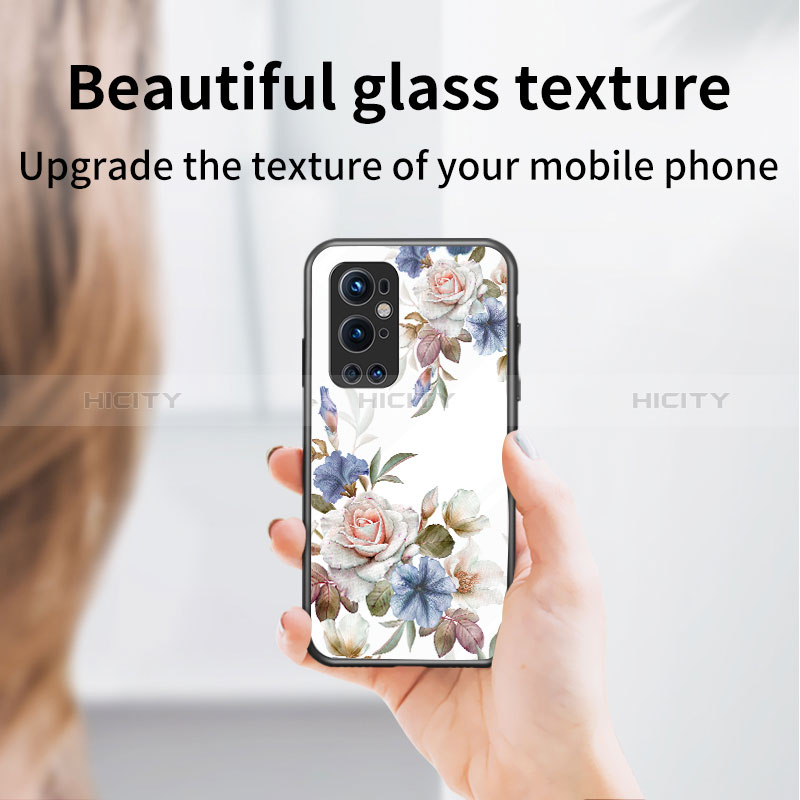 Funda Bumper Silicona Gel Espejo Flores Carcasa para OnePlus 9 Pro 5G