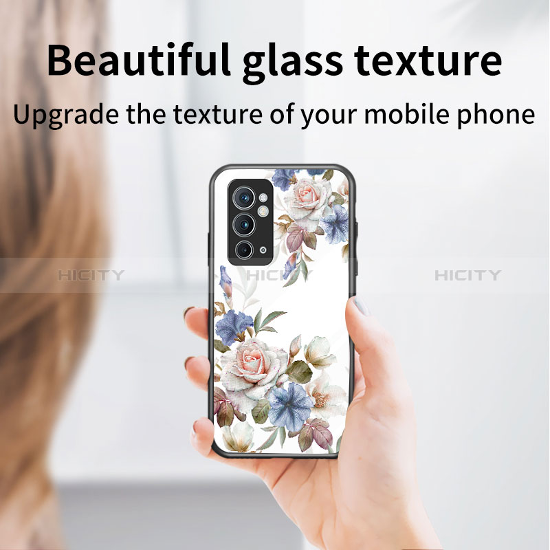 Funda Bumper Silicona Gel Espejo Flores Carcasa para OnePlus 9RT 5G