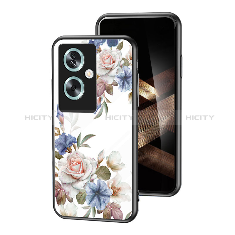 Funda Bumper Silicona Gel Espejo Flores Carcasa para Oppo A2 5G