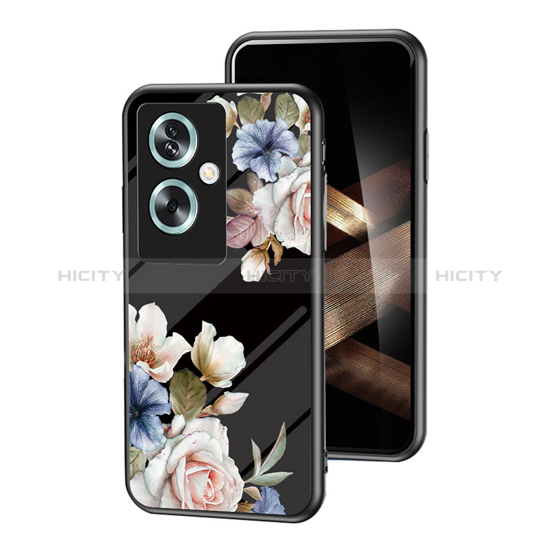 Funda Bumper Silicona Gel Espejo Flores Carcasa para Oppo A2 5G