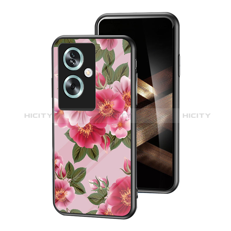 Funda Bumper Silicona Gel Espejo Flores Carcasa para Oppo A2 5G