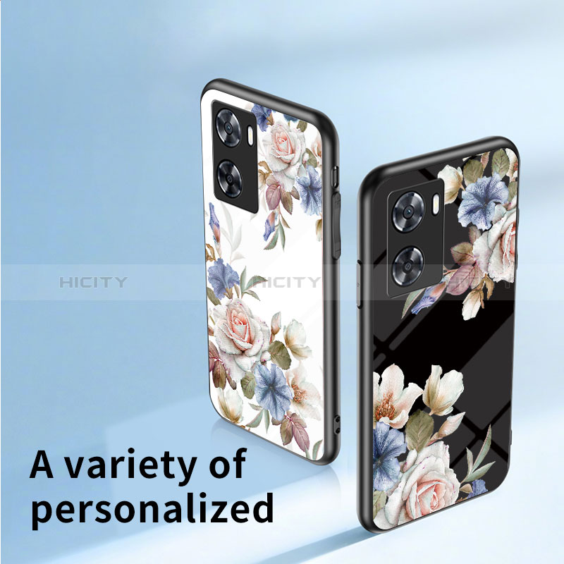 Funda Bumper Silicona Gel Espejo Flores Carcasa para Oppo A77 4G